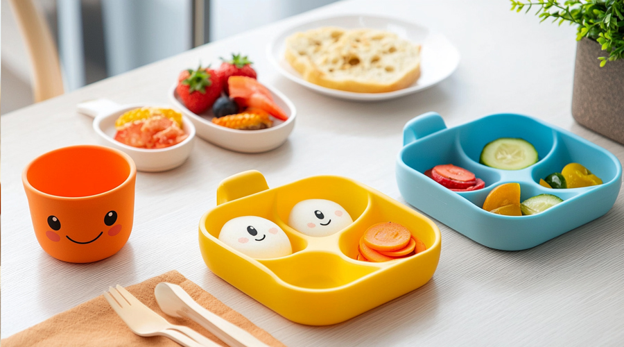 animal-themed BPA-free fork and spoon toddler silicone feeding set